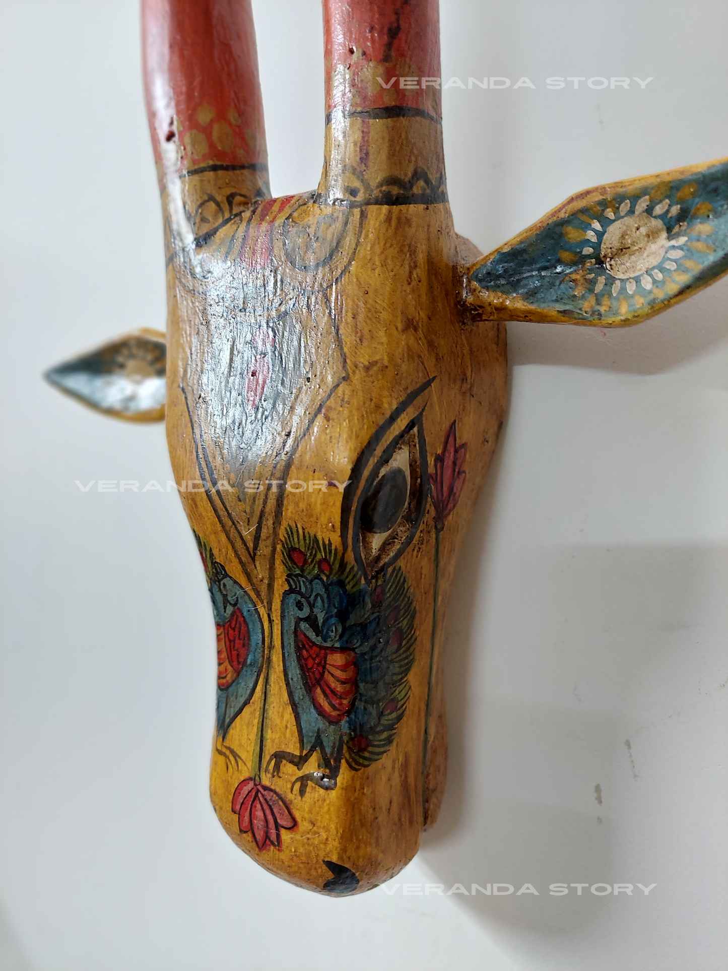 Wooden Bull Wall Decor Yellow