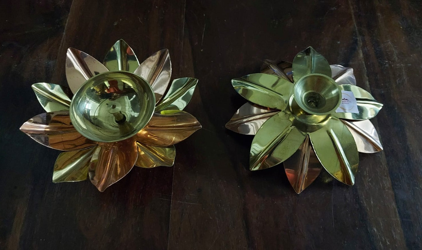 Copper Brass Lotus Diya 5 Inch with Box (Set of 2)