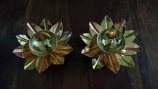 Copper Brass Lotus Diya 5 Inch with Box (Set of 2)