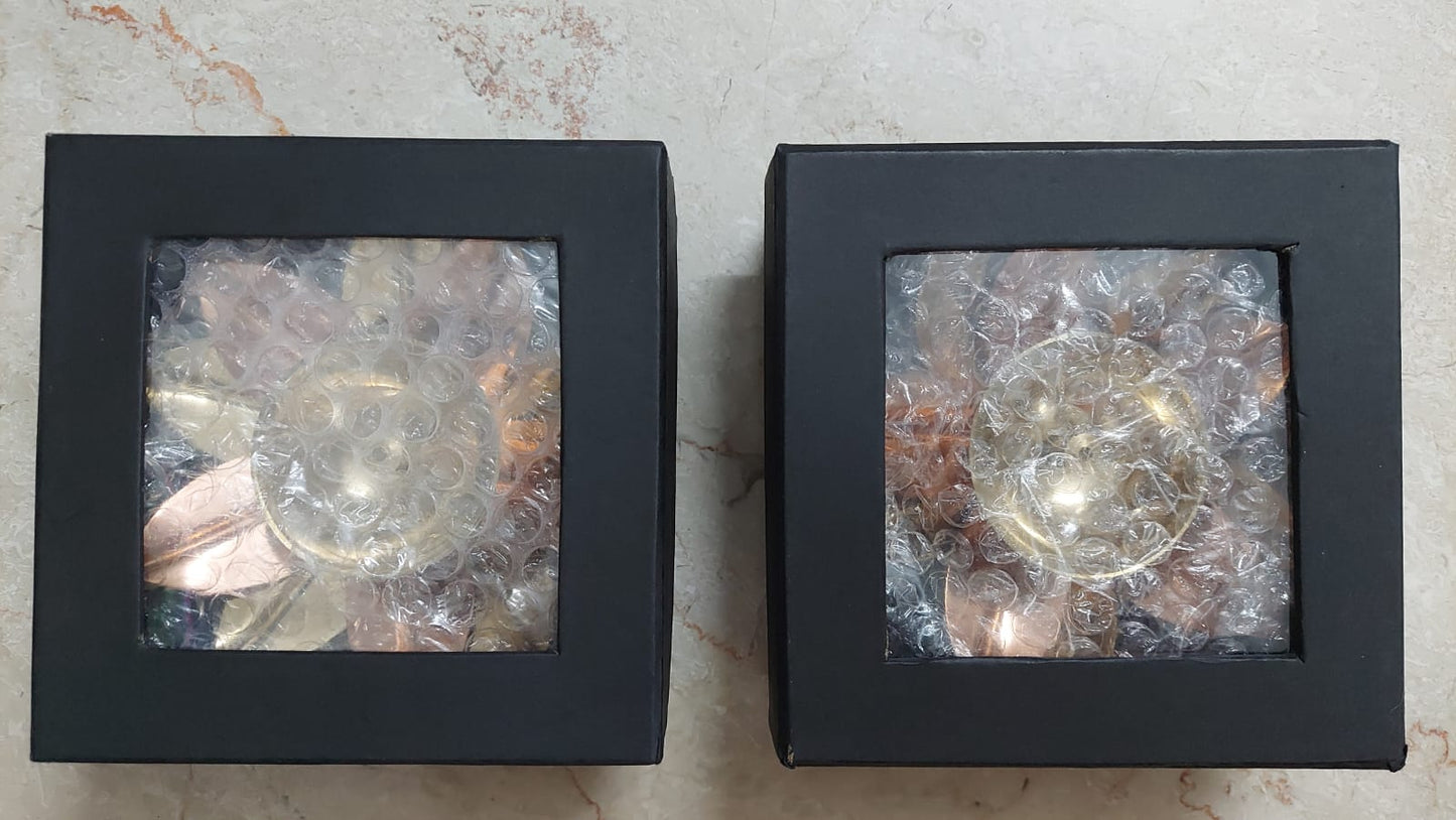 Copper Brass Lotus Diya 5 Inch with Box (Set of 2)