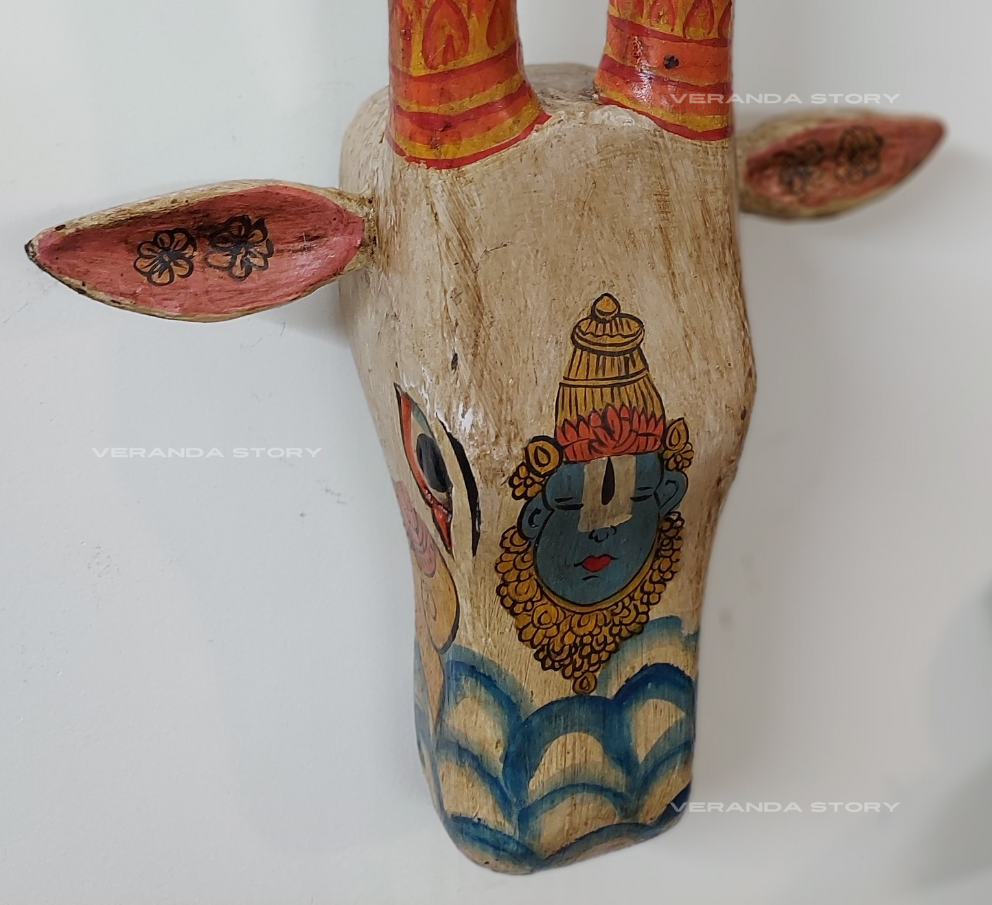 Wooden Bull Wall Decor White